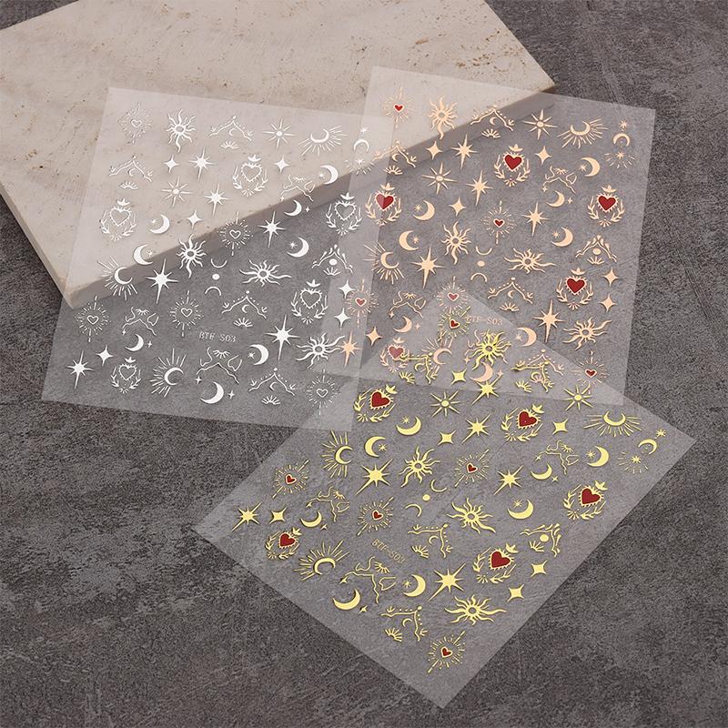 3D Heart Stickers For Nails Valentines Day Decorations Butterfly Manicure Decals