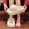 Large Size Thick Bottom Heightened One-word Fluffy Slippers for Women's Outer Wear Fleece Non-slip Versatile 2025 Spring and Autumn New Cotton Mop