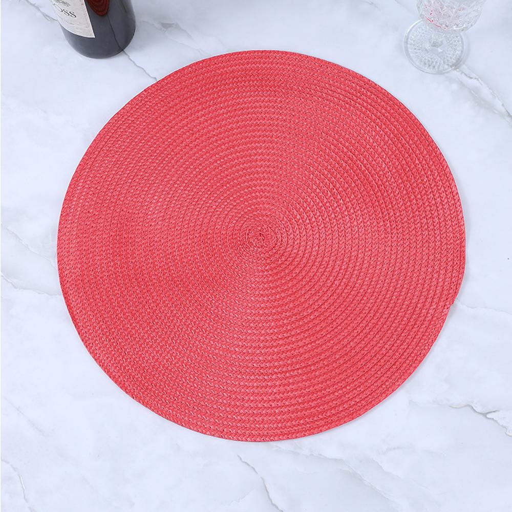 38cm Kulatá Pletená Podložka na Nádobí Omyvatelná Protiskluzová Podložka pod Mísu na Jídelní Stůl Tepelně Odolná Podložka pod Sklenici Podtácky Domácí Dekorace