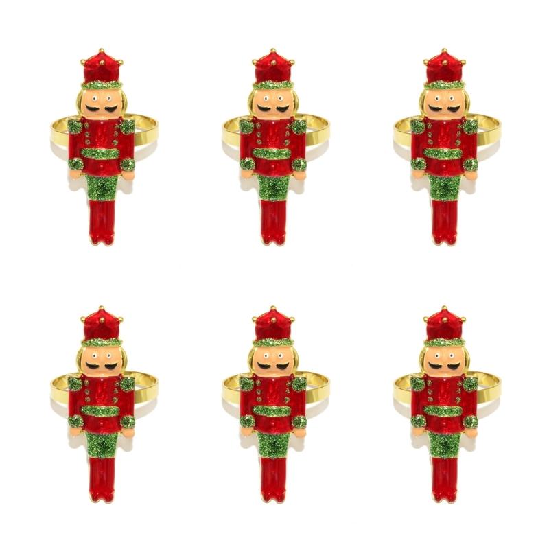 

Festival Alloy Napkin Holders Christmas Soldier Design 6Pcs Durable Kitchen Table Setting Essential