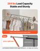 Clothes Rack, Rolling Clothing Garment Rack with 2 Hanging Rods and 2 Storage Shelves, 120 kg Load Capacity, Adjustable Height Carbon Steel Clothing