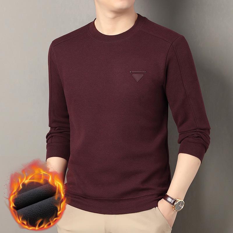 Men's Winter Plus Velvet Thick Warm Round Neck Hoodie - Casual and Versatile Base Layer Top