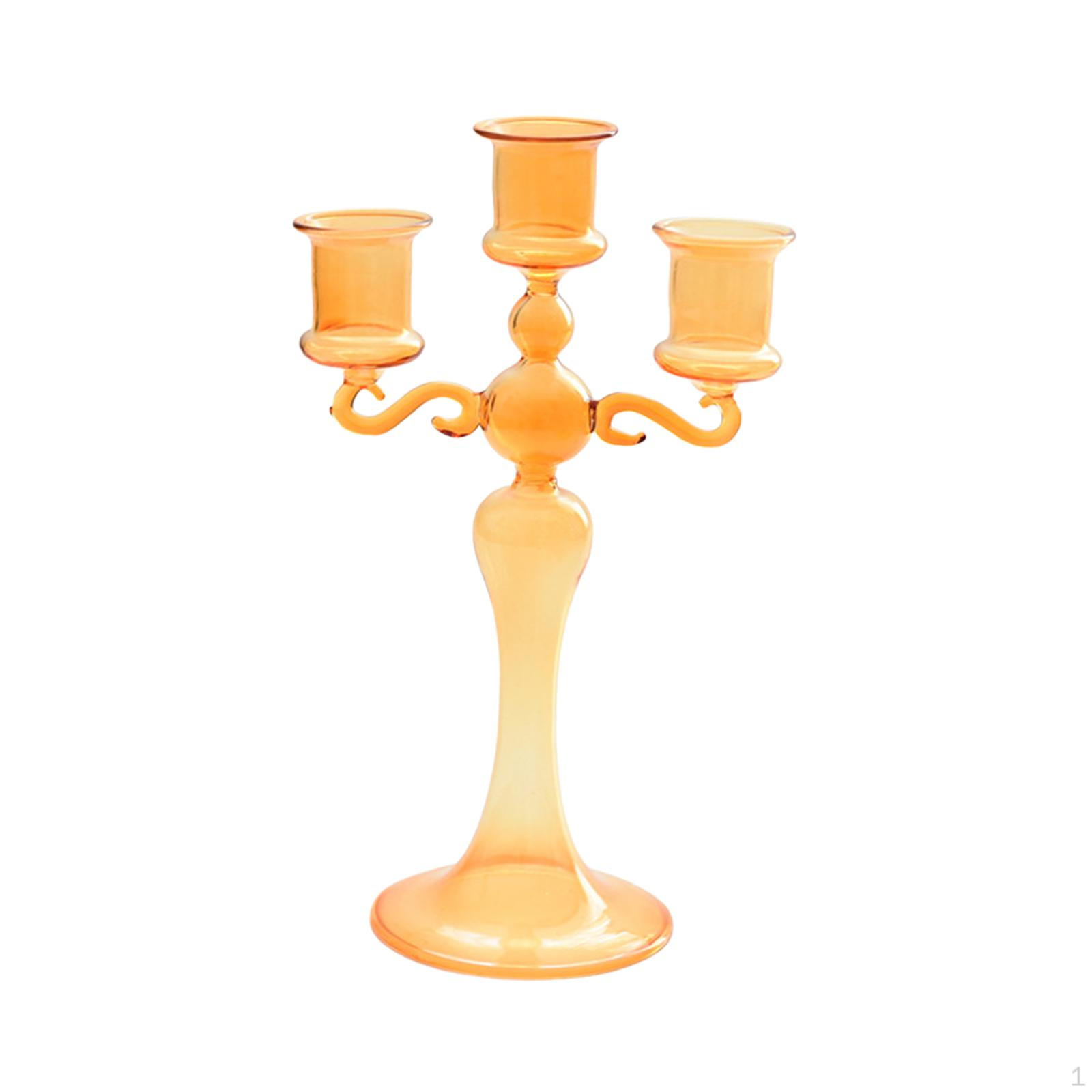 

Candle Holder in Glass for Taper Candles, Stand Celebrations And Gatherings помаранчевий