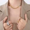 European-American Light Luxury OT Buckle Zirconia Patchwork Necklace - 18k Gold-Plated Titanium Steel Clavicle Chain, Colorfast