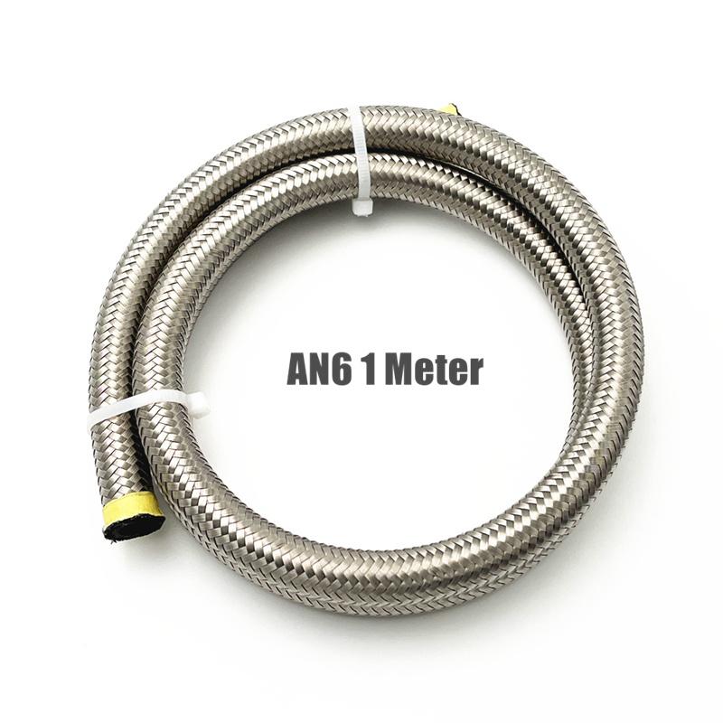 AN4-AN12 Stainless Steel Universal 1 Meter Oil Hose Pipe Braided Fuel Line Turbo Oil Cooler Hose