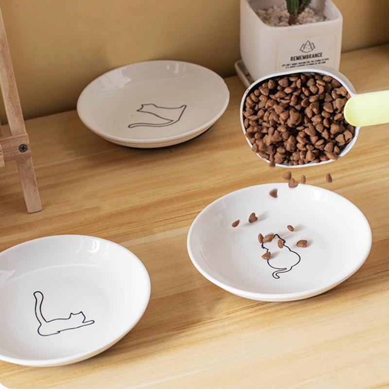 Ceramic Cat Plates With Silicone Anti Slip Pad Pet Cat Snack Bowl Cute Kitten Food Bowl Pet Kitten Water Bowl Pet Supplies
