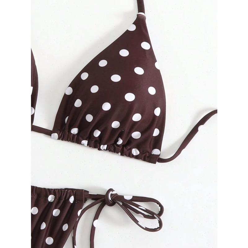 Sexy Polka Dot Print Micro Mini Bikinis Sets Two Pieces Halter Tie Swimsuits Beachwear Bathing Suit Swimwear Biquini Tankini