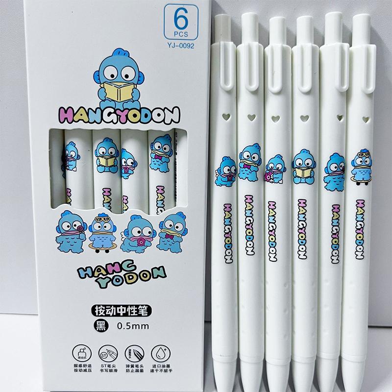 6Pcs Kawaii Crayon Shin-Chan Neutral Pen Cute 0.5Mm Black Ink Signature Pen Student Stationery Anime Cute Pressing Gel Pen Gifts