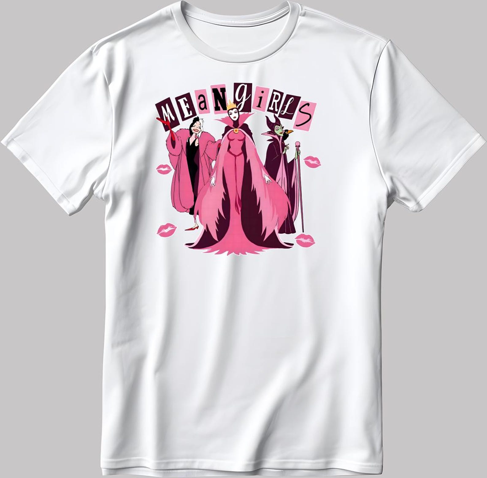 Disney Villains mean girls, Short Sleeve White-Black Men s / Women s T-Shirt DE593 2XL