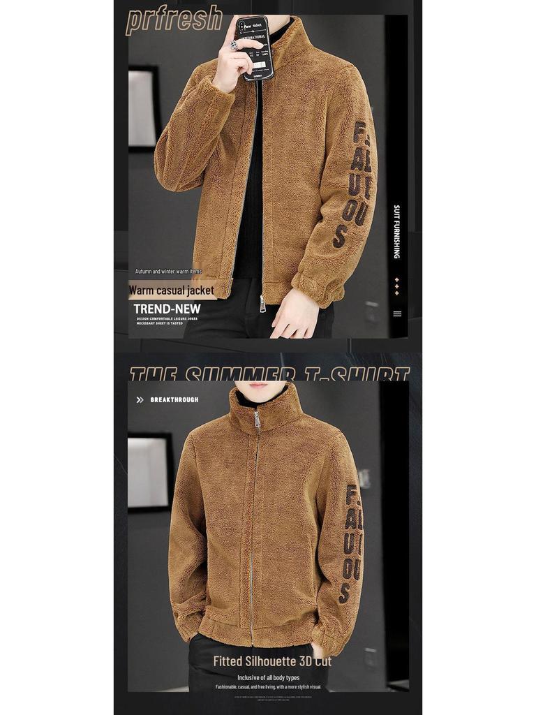 Men's 2025 Autumn/Winter Lambswool Leather Jacket: Stylish, Thick, and Warm