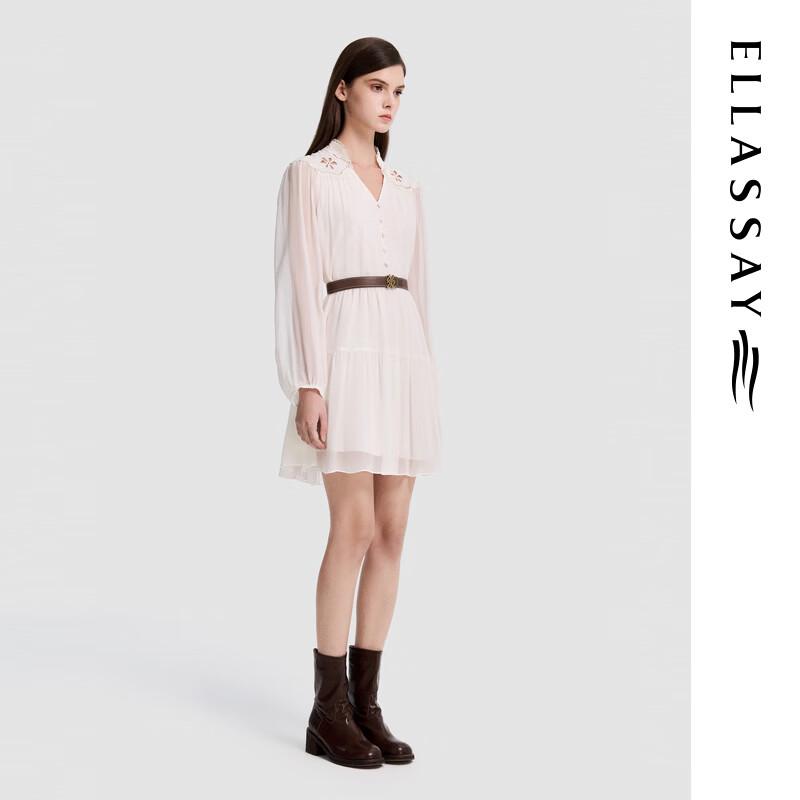 ELLASSAY Mulberry Silk Embroidered A-Line Dress