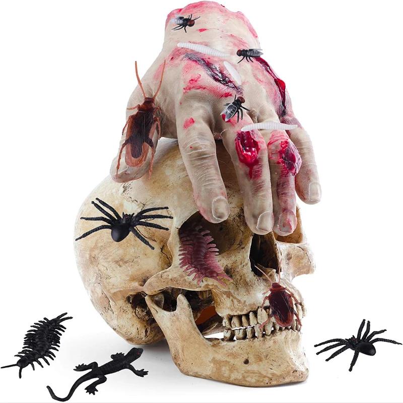 10pcs Halloween Simulation Bug Cockroach Spider Centipede Scorpion Plastics Prank Bug Funny Halloween DIY Decoration
