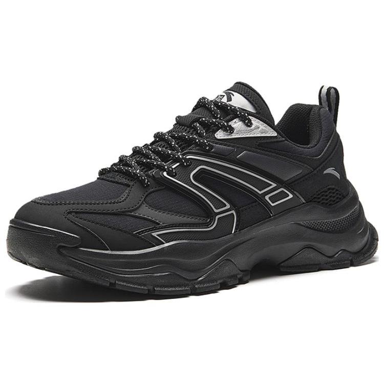 New Anta Hot Cushioning Wear Resistant Low Top Casual Shoes Men's Black Silver 912348806-4