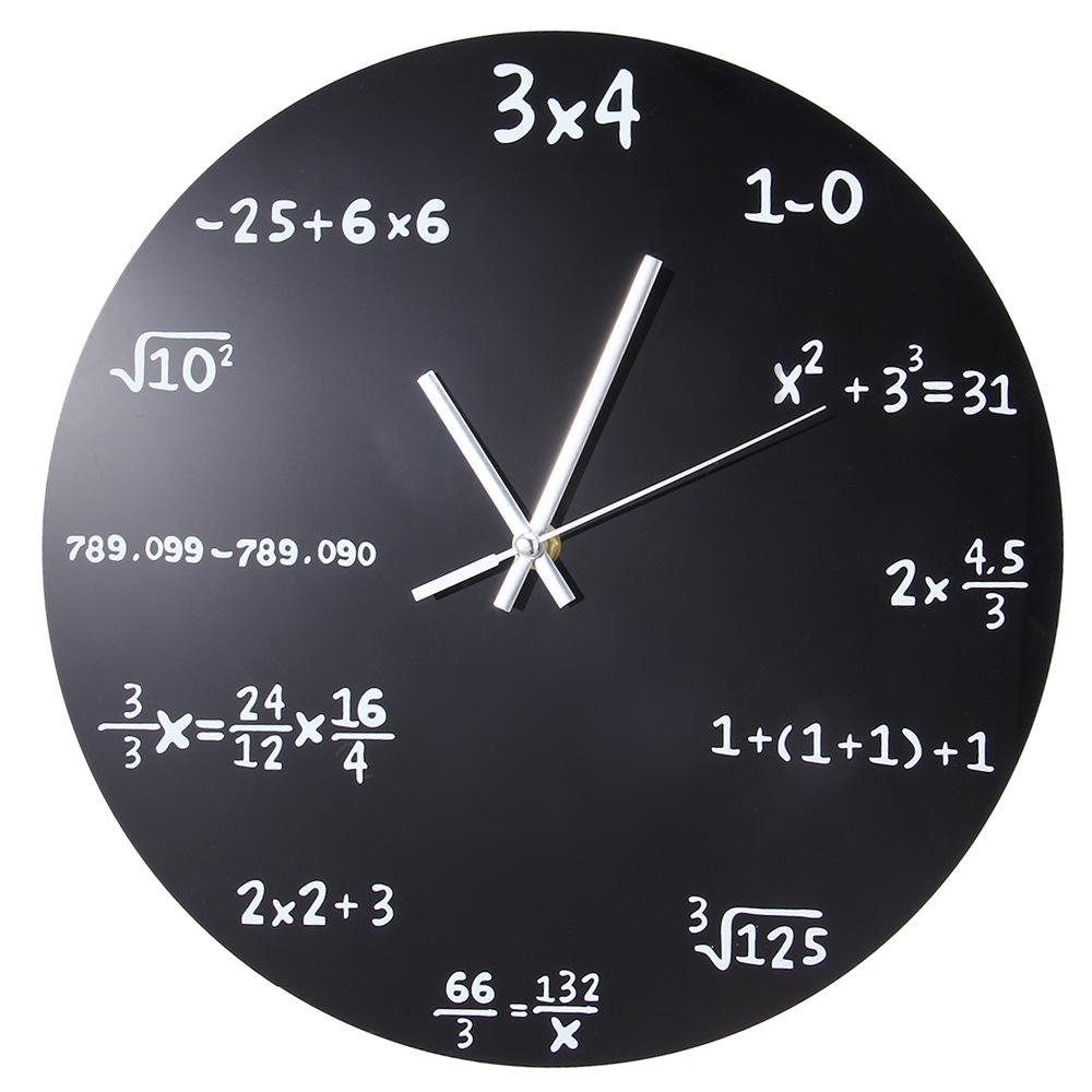 Simplistic European Wooden Wall Clock with Digital Math Function Design - Silent Movement