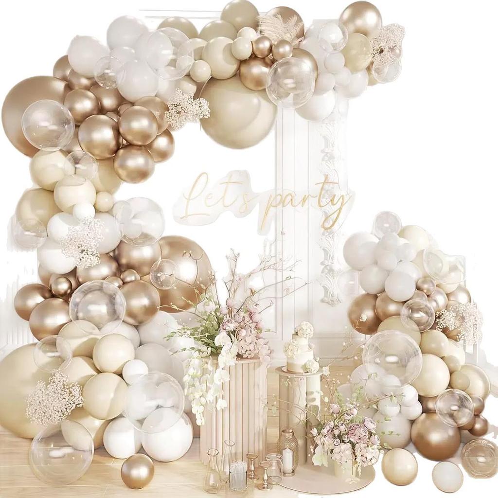 Champagne Gold Wedding Balloon Garland Arch Set: Pearlescent Theme Party Decoration