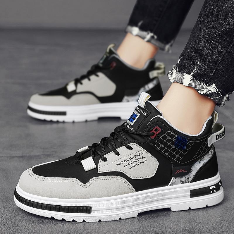 

Зимние мужские высокие кроссовки на толстой подошве, модные мужские туфли, универсальные спортивные и повседневные кеды, бархатные утепленные теплые и холодостойкие хлопковые туфли 44