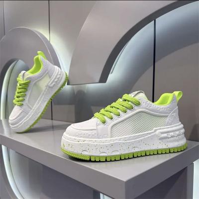 2026 Summer Trendy Mid-Top Sneakers - Breathable Mesh Platform Shoes with Elevated Comfort, Versatile Athleisure Design for Urban Street Style