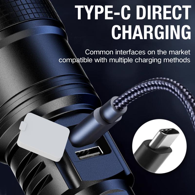 Ultra strong light long-range rechargeable flashlight for outdoor patrol, spotlight zoom aurora cannon, large floodlight laser c