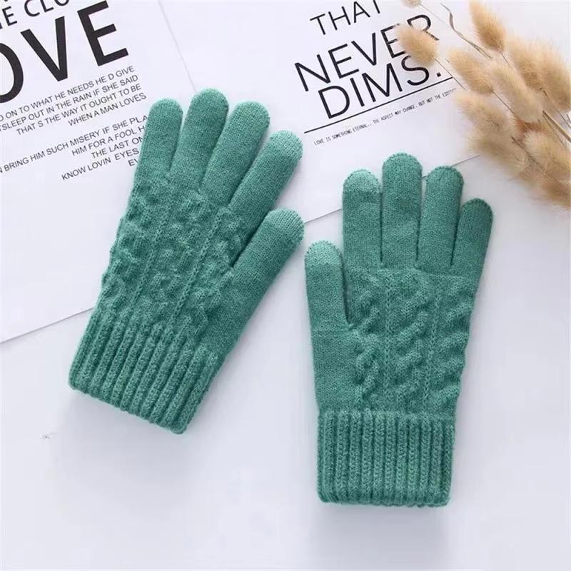 Nouveaux gants chauds à doigts longs pour hommes et femmes, gants d'hiver en polaire pour écran tactile et gants de cyclisme en laine épaisse tricotée pour conduite