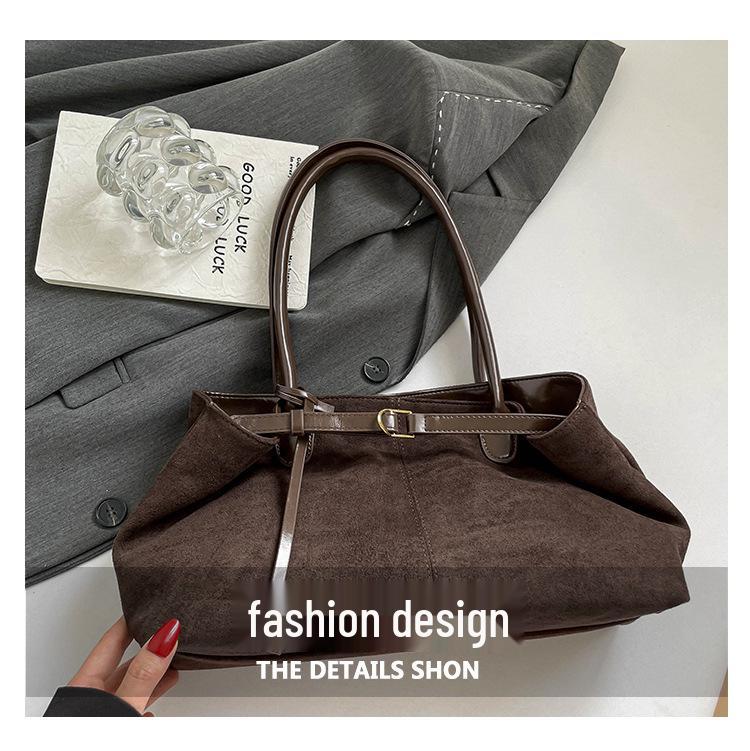 Duchess Retro 2025 Autumn Suede Underarm Tote – Large Capacity Women's Commuter Handbag
