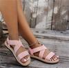 Women's Large Size Slope Heel Sandals Shoes Summer Casual Buckle Design Thick Sole Beach Sandals 36-43