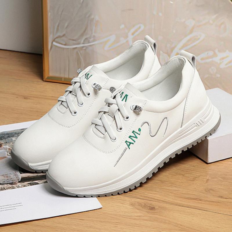 Lettvektssko, Komfortable og ikke-trettende sportshvite sko for kvinner, Reise- og fritidssko for vår og høst, Damesko med myk såle