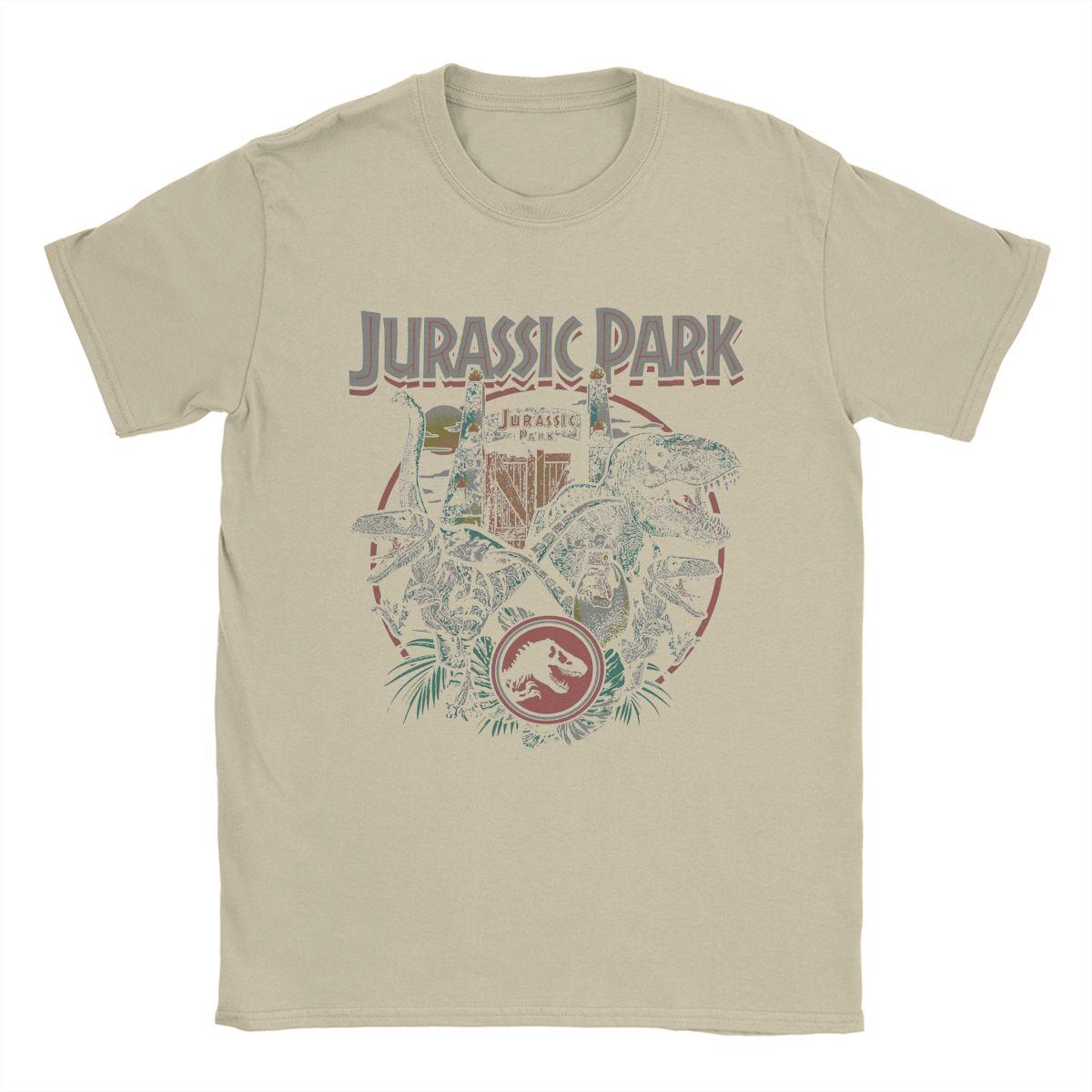 

Jurassics Parks Dinosaur Attack Isla Nublar Circle Men T Shirts Unique Tee Shirt Short Sleeve T-Shirt 100% Cotton Printing Tops L