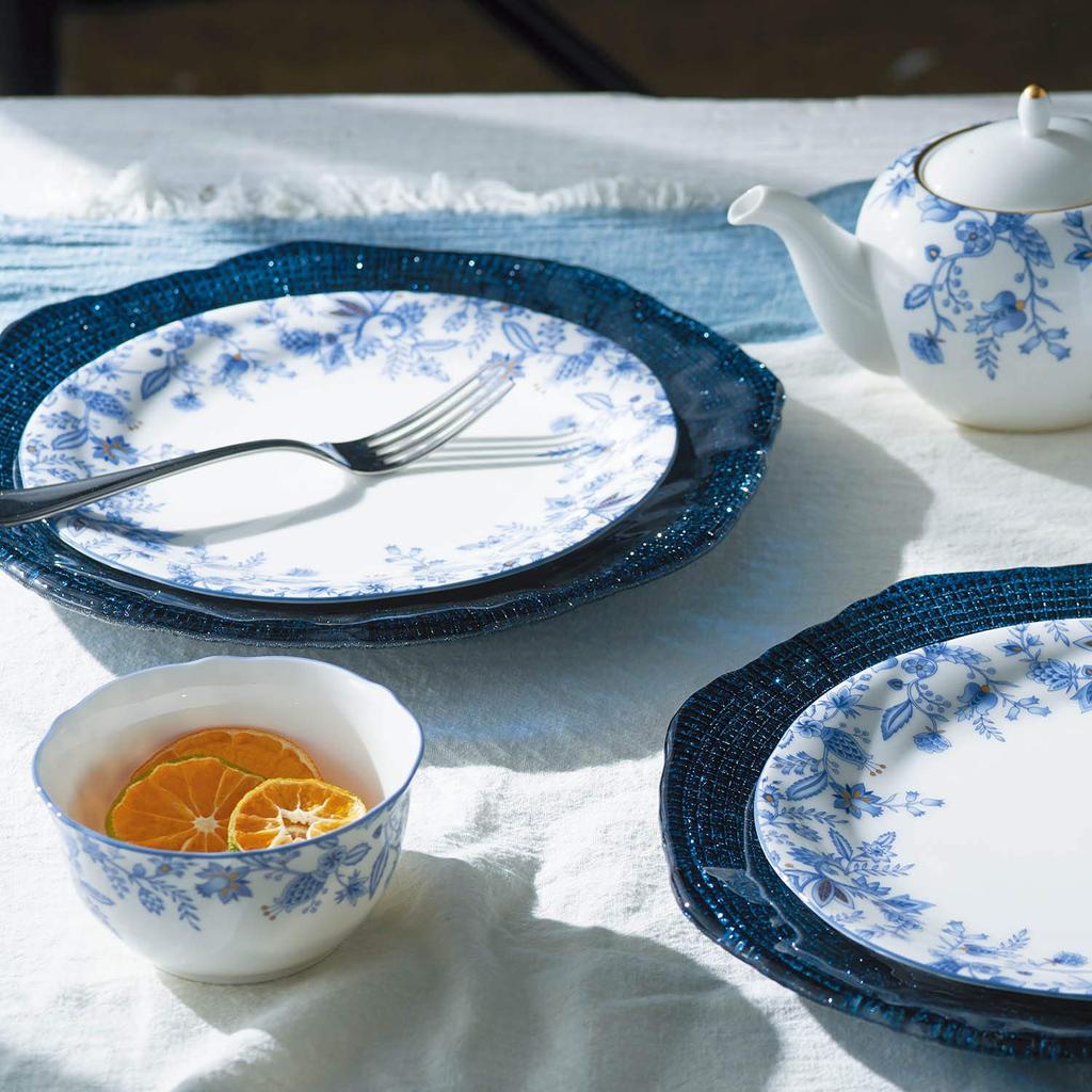 Noritake Tiefe Schalen Blau Sorrentino Liniert Mikrowellen- und Spülmaschinenfest Blau Knochen (Paar) 11cm, Oberfläche, Sicher, China, 4965L/P97335