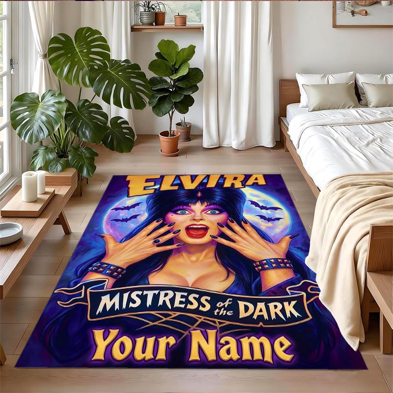 Crystal Velvet Rug Custom Name Text, Soft Non Slip Floor Mat Home DecorElvira Mistress of the Dark