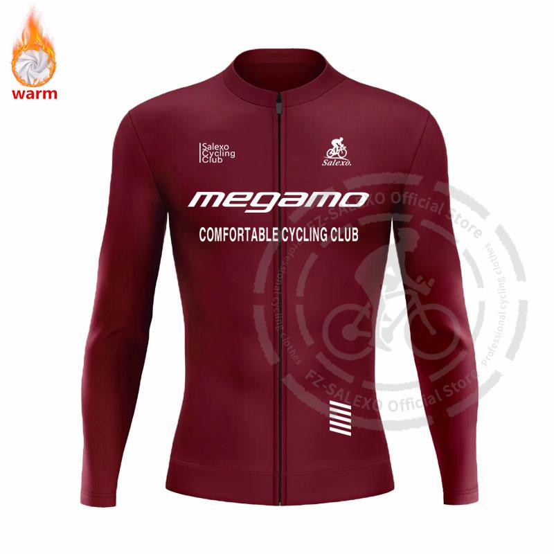 Megamo Winter Thermal Fleece Cycling Jersey Set Men Bike Clothing MTB Uniform Maillot Ropa De Ciclismo Sports Bicycle Bib Pants