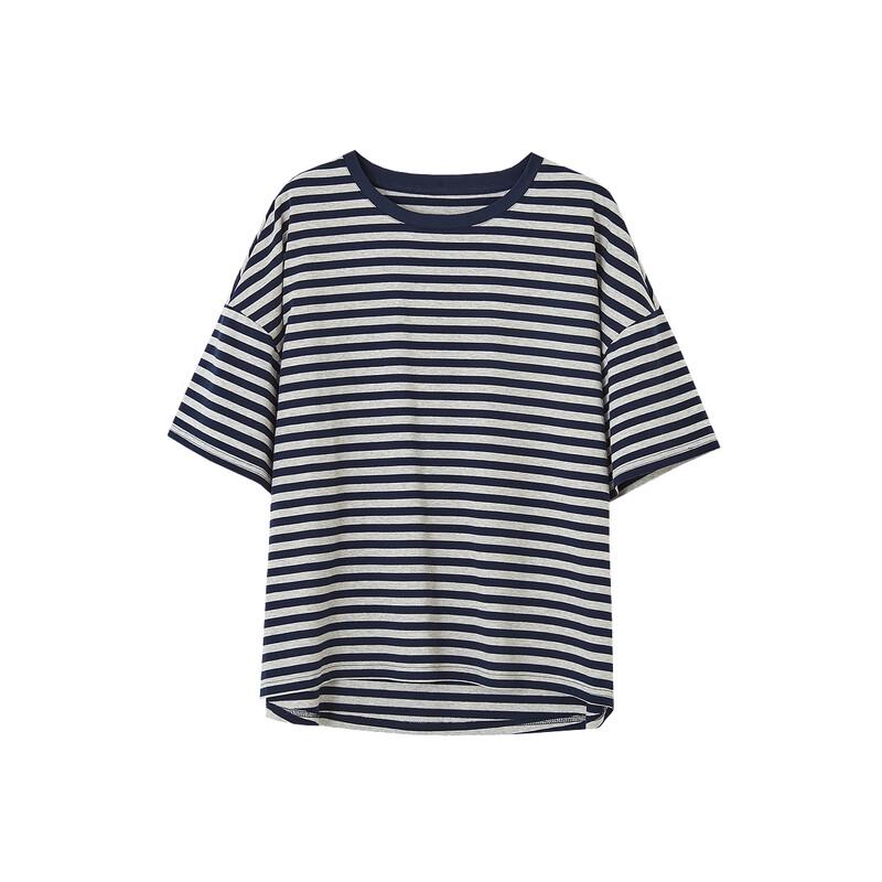 Demana Bare Feel Summer Color-Block Striped T-Shirt