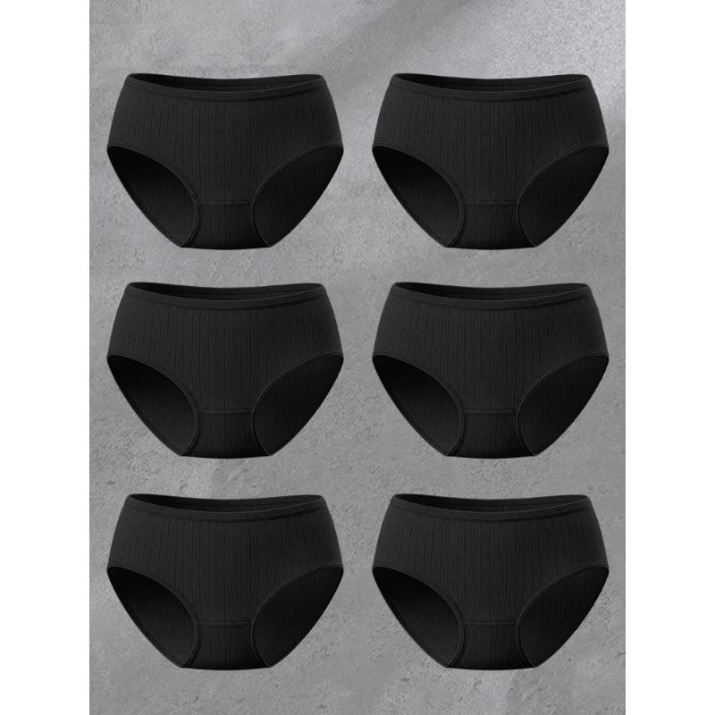 FINETOO 6 KUSŮ/SADA Dámské bavlněné kalhotky Pohodlné spodní prádlo Nízký pas Kalhotky Dámské spodní prádlo Sexy spodní prádlo Kalhotky XS-XXL Jednobarevné kalhotky
