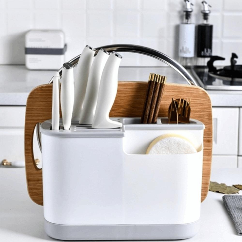 Space Saving Multi Kitchen Cutlery Holder Large Capacity Integrated Drainer Organizer  Kitchenware