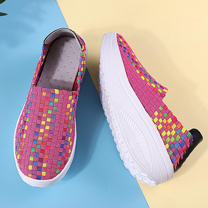 Sommerhöhe zunehmende Zopf-Strand-faule Schuhe Frauen-beiläufige Webart-weiche Beleg-auf Plattform-Loafer mit dicker Sohle