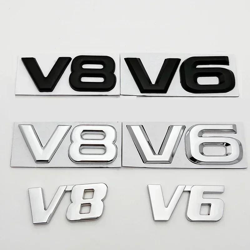 3D Kovové Logo V6 V8 Znak Motoru Auta Odznak Samolepky Dekorativní Samolepky Pro Toyota BMW Benz Honda Mazda Autopříslušenství