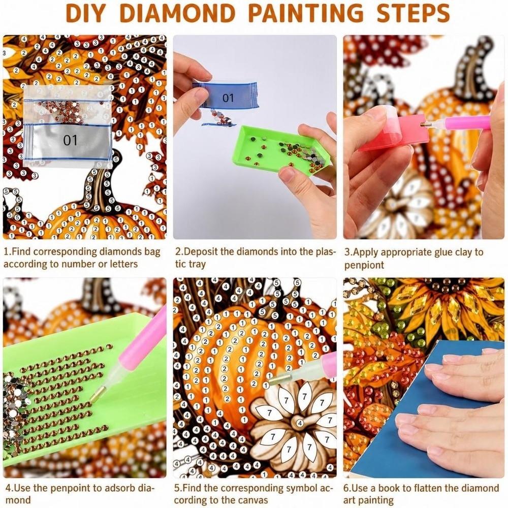 1 Zestaw Design Dyniowy Zestawy Diamond Art Akrylowe Malowanie Diamentami Wisząca Ozdoba Dekoracja Drzewka