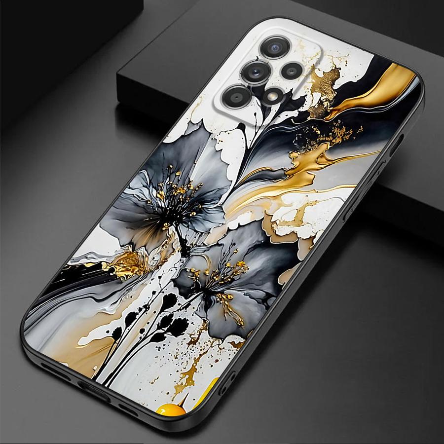 Marble Phone Case for Samsung Galaxy A71 A50 A21s A54 A41 A52s A51 A31 A53 A73 A55 A70 A16 A72 Black Cover