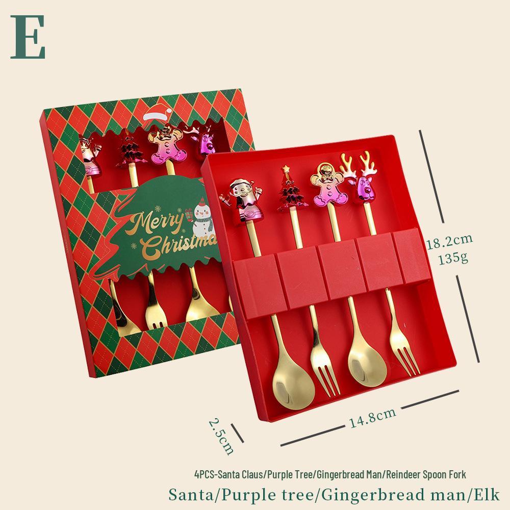 Cartoon Christmas Stainless Steel Cutlery Set: Colorful Spoon & Fork