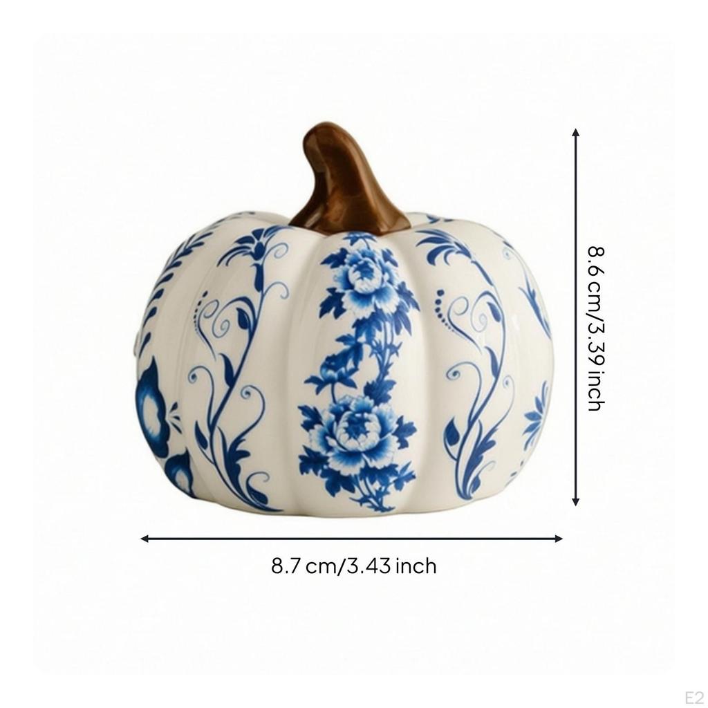 Ceramic Pumpkin Ornament Chinoiserie Decoration Blue-and-White