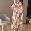 High-Value Cartoon Animal Ice Silk Short-Sleeved Pajamas Women'S Summer Monsoon Casual Loungewear Nightgown