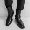 Men's High-Top Chelsea Motorcycle Boots - Trendy British Style Pointed Toe Leather Casual Short Boots.