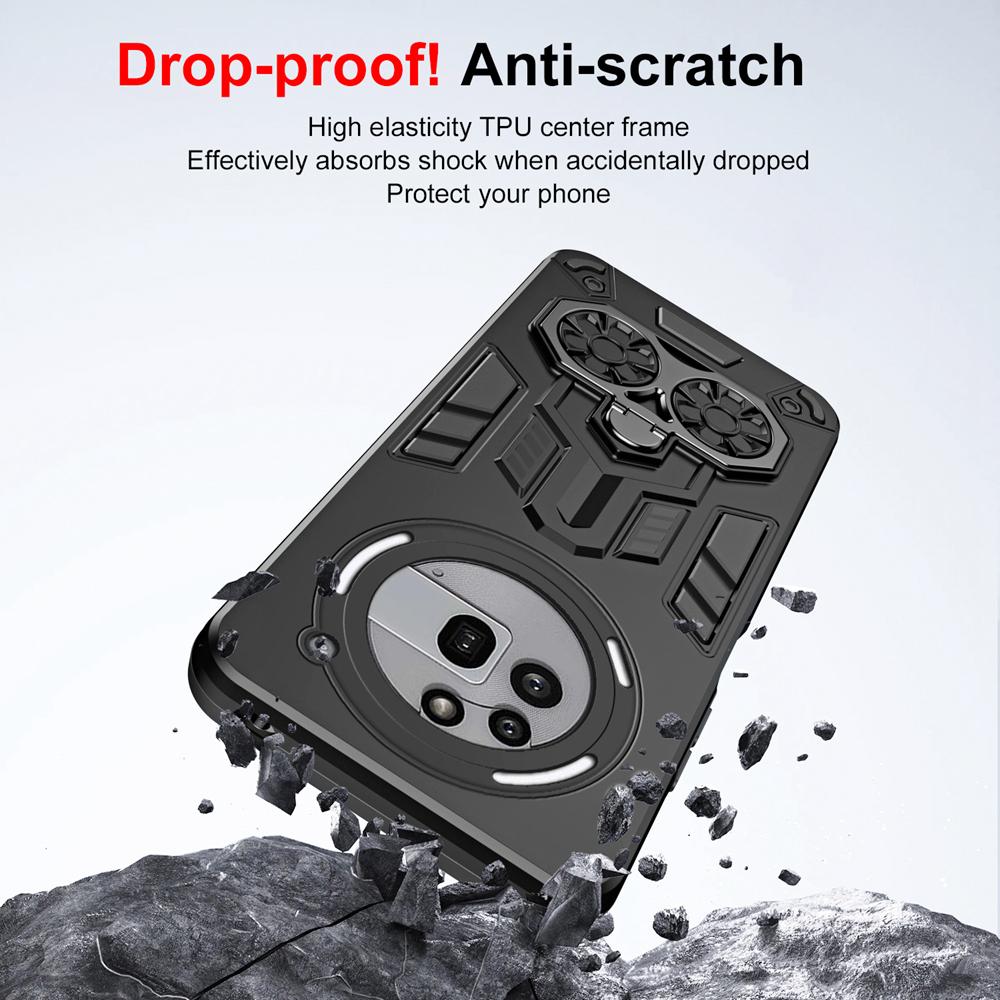 KEYSION Shockproof Armor Case for Nothing Phone 3A Pro Soft Silicone+PC Metal Ring Stand Phone Back Cover for Nothing 3A Pro