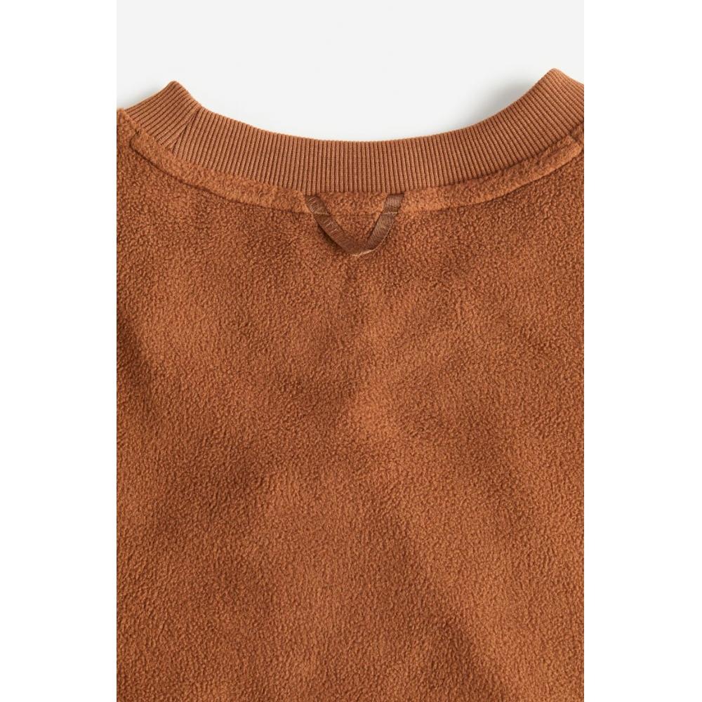 H M Pocket Detail Fleece sweatsHirt Brown