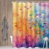 Abstract Floral Fantasy Bath Curtain - Colorful Flowers & Dreamy Background, Waterproof Decor Adds Artistic Beauty To Bathroom
