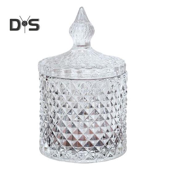 Clear Storage Jar European Style Sturdy Glass Jewelry Box with Lid