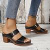 Women's Block Heeled Peep Toe Sandals - Stylish Slip On Heels for Going Out and Casual Summer Wear