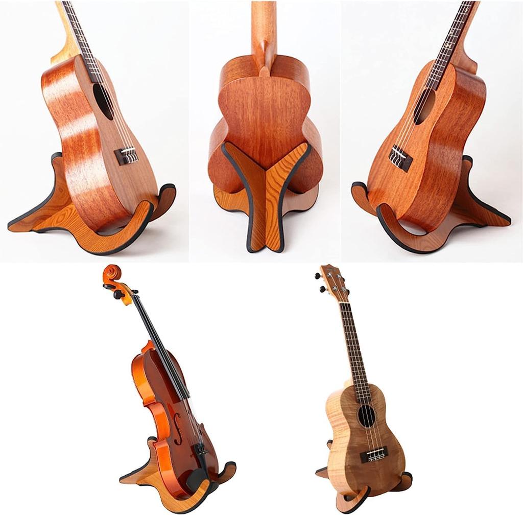 Guitar Stand Violin Stand Ukulele Stand Floor Portable Wooden Stand Universal Foldable X Frame with Rubber Cover Edges for Guitars Under 38 Inch Small