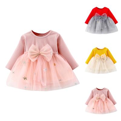 Detské dievčenské pletené šaty s patchworkom, tylom a mašľou, princeznovské oblečenie