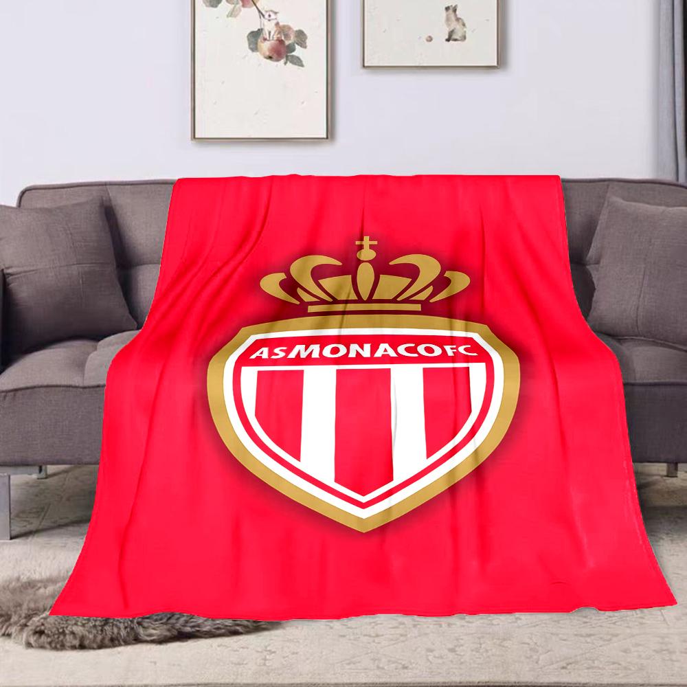 AS Monaco FC Logo Design Patterned Flannel Blanket Perfect for the Bedroom Living Room, Sofa, or a Little Nap