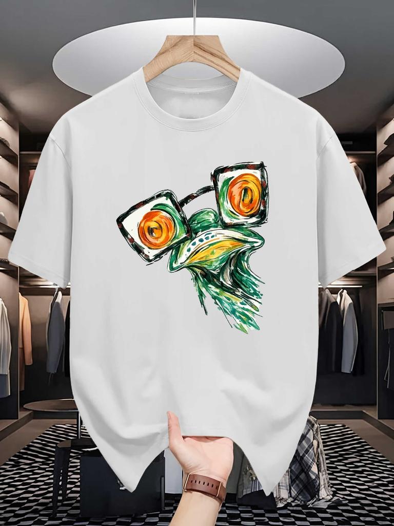 Cool Abstract Frog Sunglasses Graphic Unisexs Crew Neck T Shirt Watercolor Animal Print Soft Loose Street Tee For Creative Lovers